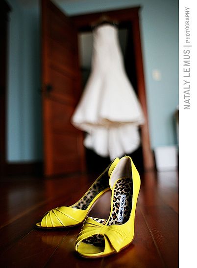 Yellow Manolo Blahnik Wedding Shoes