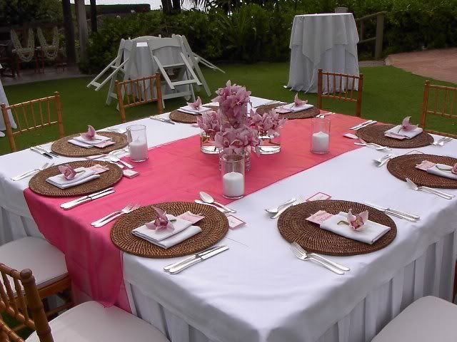 Pink and brown wedding centerpieces