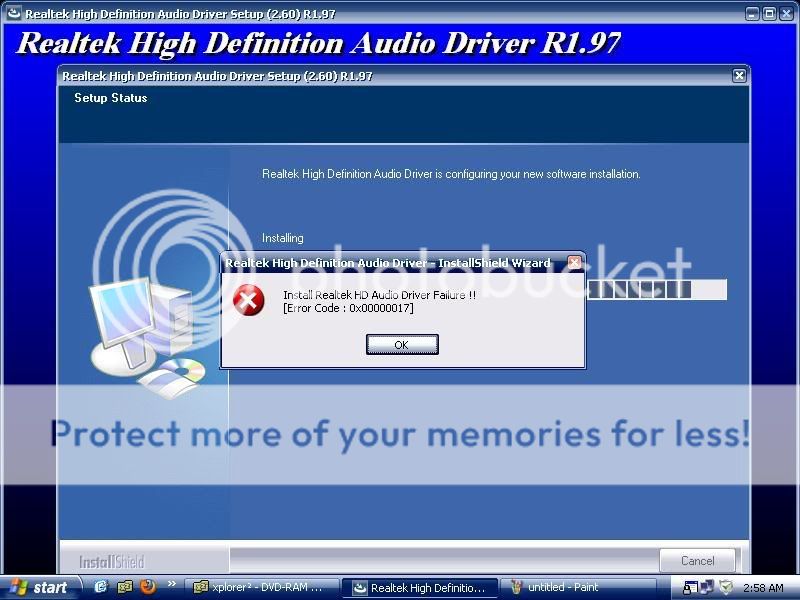 install realtek hd audio driver failure error code 05b3